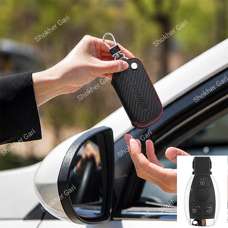 Car Mercedes Benz Pu leather Carbon Key Cover Case Bag