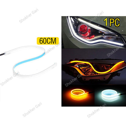 2pcs Car Headlight Led Strip Light Dual Color Yellow And White