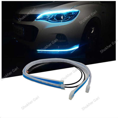 2pcs Car Headlight Led Strip Light Dual Color Yellow And White