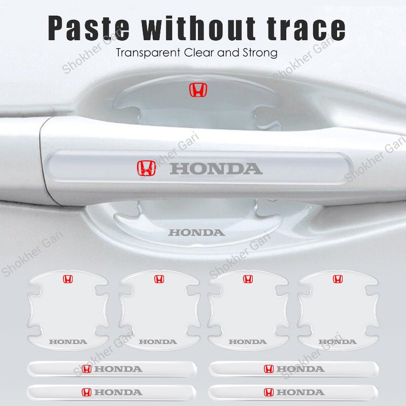 Car Branded Transparent Door Handle And Bowl Guards 8pcs
