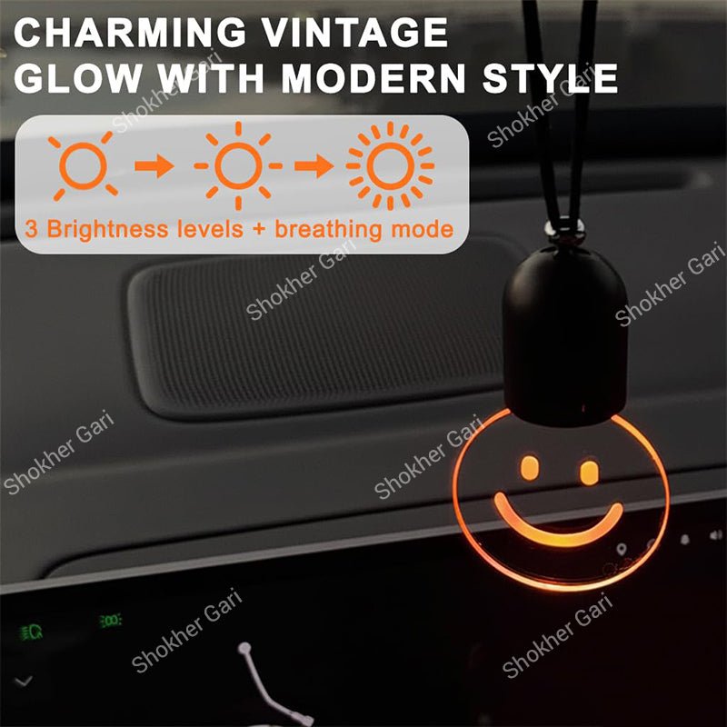 Car Interior Light Smiley Hanging Ornament 180mAh USB Rechargeable