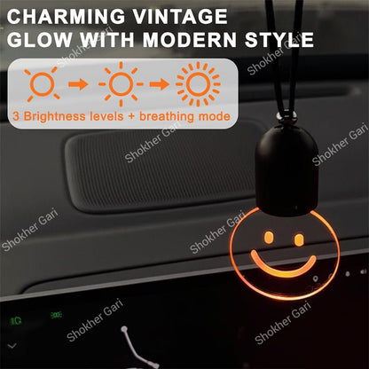 Car Interior Light Smiley Hanging Ornament 180mAh USB Rechargeable