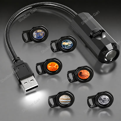 Car And Home USB Projector Lamp  Flexible 360° Rotating LED Night Light