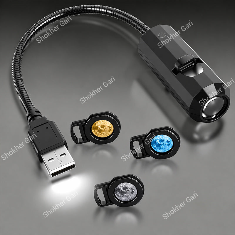 Car And Home USB Projector Lamp  Flexible 360° Rotating LED Night Light