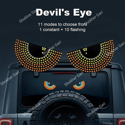 Car Glass Devil Eyes Light  USB System 11 Modes