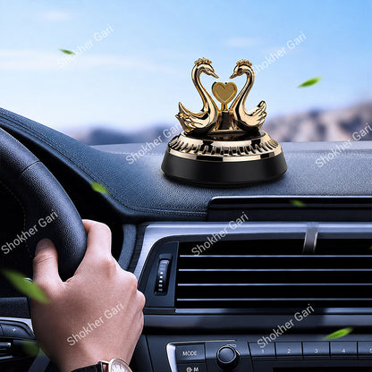 Car Solar Powered Perfume Swan Showpiece – Aromatherapy Rotating Seat Light-Sense