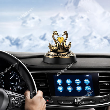 Car Solar Powered Perfume Swan Showpiece – Aromatherapy Rotating Seat Light-Sense