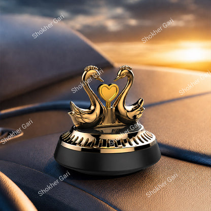 Car Solar Powered Perfume Swan Showpiece – Aromatherapy Rotating Seat Light-Sense