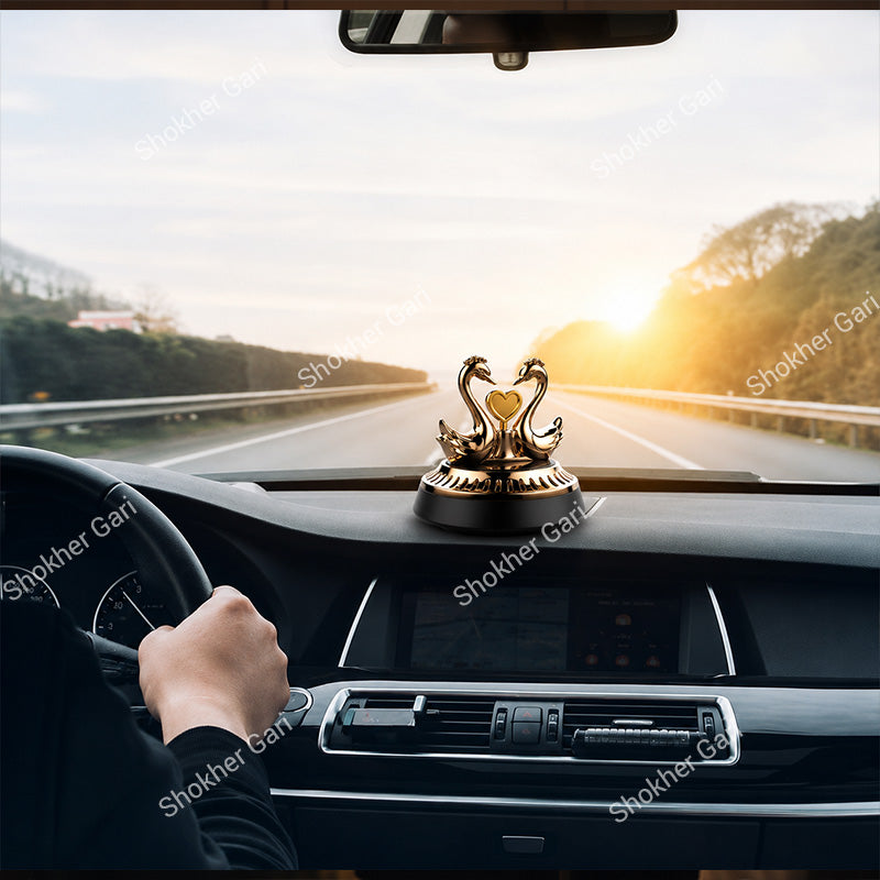 Car Solar Powered Perfume Swan Showpiece – Aromatherapy Rotating Seat Light-Sense