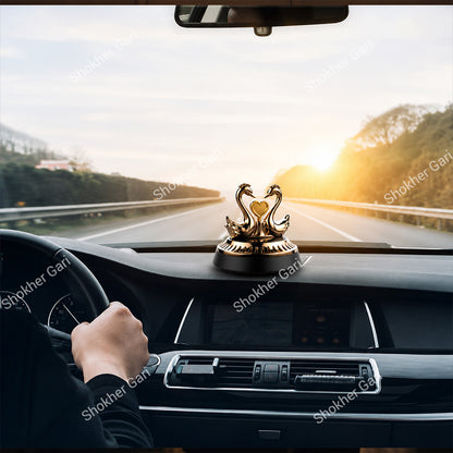Car Solar Powered Perfume Swan Showpiece – Aromatherapy Rotating Seat Light-Sense