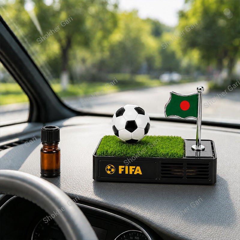 Car Football Solar  Dashboard Showpiece With Bangladesh Flag & Air Freshener