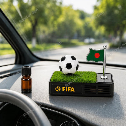 Car Football Solar  Dashboard Showpiece With Bangladesh Flag & Air Freshener
