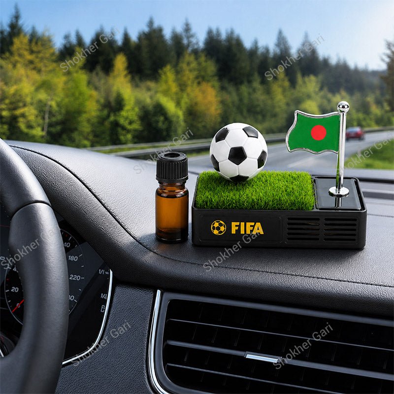 Car Football Solar  Dashboard Showpiece With Bangladesh Flag & Air Freshener