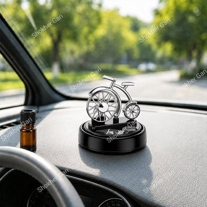 Car Dashboard  Solar  Showpiece With Bicycle & Air Freshener
