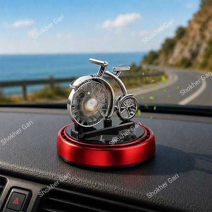 Car Dashboard  Solar  Showpiece With Bicycle & Air Freshener