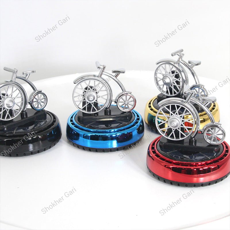 Car Dashboard  Solar  Showpiece With Bicycle & Air Freshener
