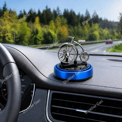 Car Dashboard  Solar  Showpiece With Bicycle & Air Freshener