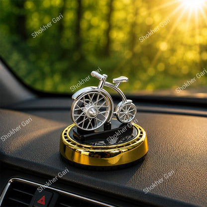 Car Dashboard  Solar  Showpiece With Bicycle & Air Freshener