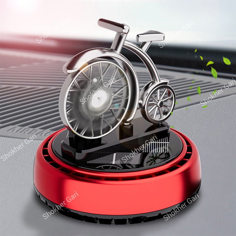 Car Dashboard  Solar  Showpiece With Bicycle & Air Freshener