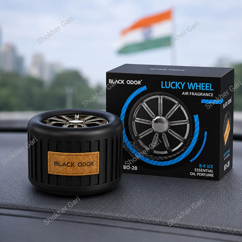 Car Lucky Wheel Black ODOR Car Air Freshener - Essential Oil Perfume