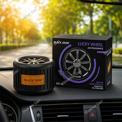 Car Lucky Wheel Black ODOR Car Air Freshener - Essential Oil Perfume