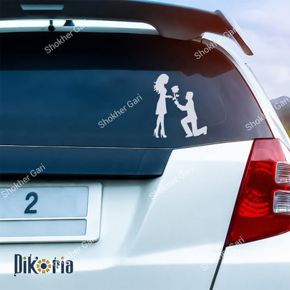 Car Back Glass Proposal Theme Couple Sticker