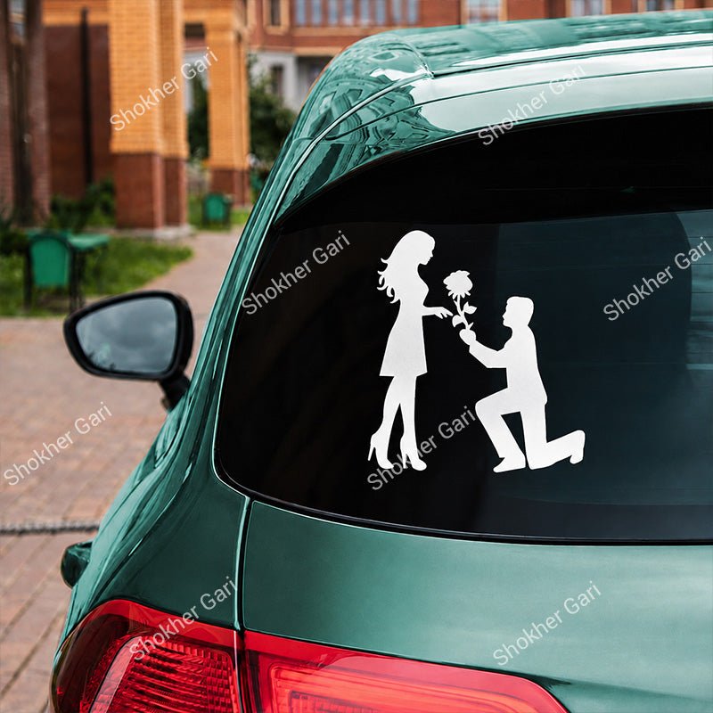 Car Back Glass Proposal Theme Couple Sticker