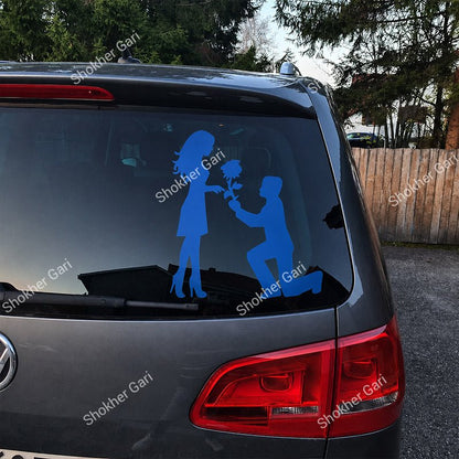 Car Back Glass Proposal Theme Couple Sticker