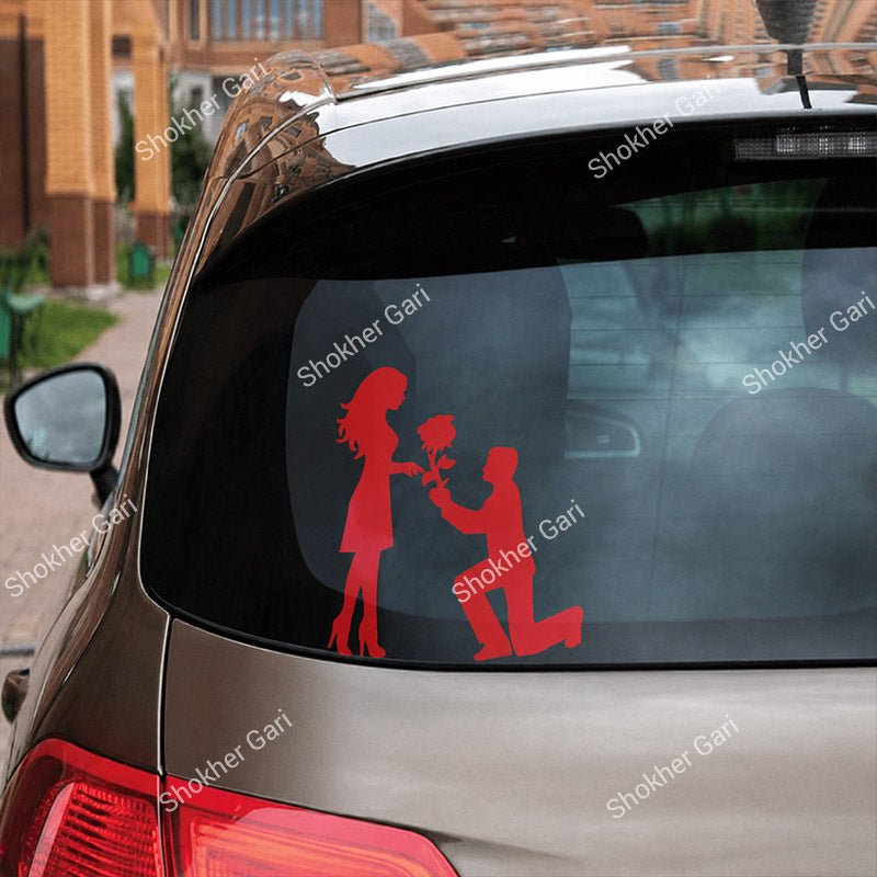 Car Back Glass Proposal Theme Couple Sticker