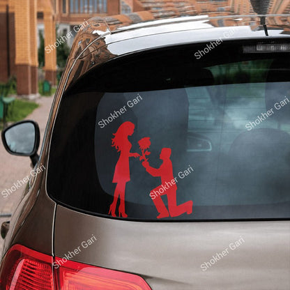 Car Back Glass Proposal Theme Couple Sticker