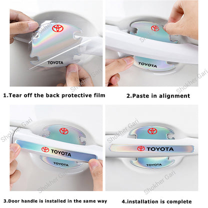 Car Door Handle Protective Sticker Multi Color Replective 8 Pcs