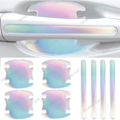 Car Door Handle Protective Sticker Multi Color Replective 8 Pcs