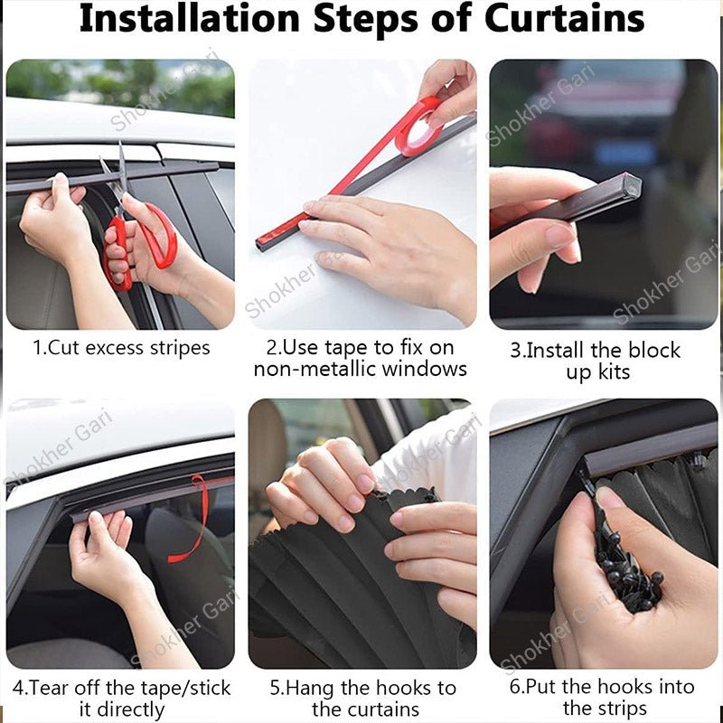 Car Magnetic Side Window Sunshade Curtains Set of 4