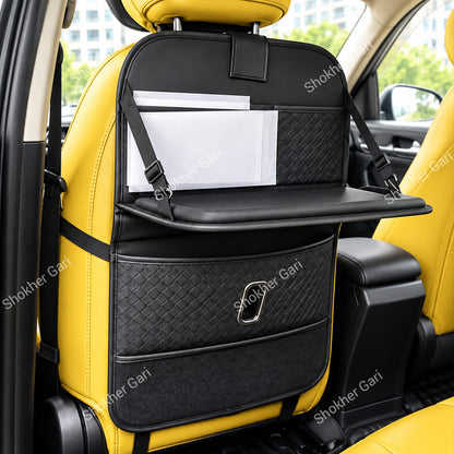 Car Seat Back Organizer with Tray Tissue Holder Foldable and  Many Pockets