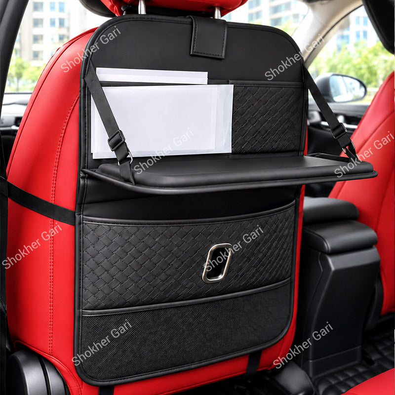 Car Seat Back Organizer with Tray Tissue Holder Foldable and  Many Pockets