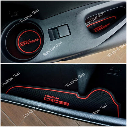 Car Toyota Corolla Cross 2020–2025 Interior Slot Pads – Waterproof anti-Slip Rubber Mat 12PCS set