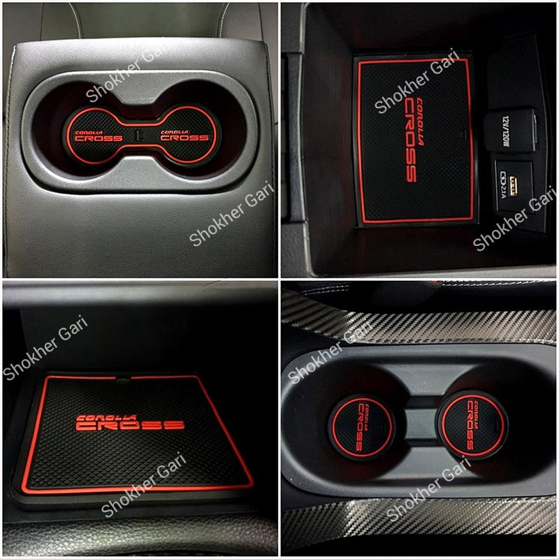 Car Toyota Corolla Cross 2020–2025 Interior Slot Pads – Waterproof anti-Slip Rubber Mat 12PCS set