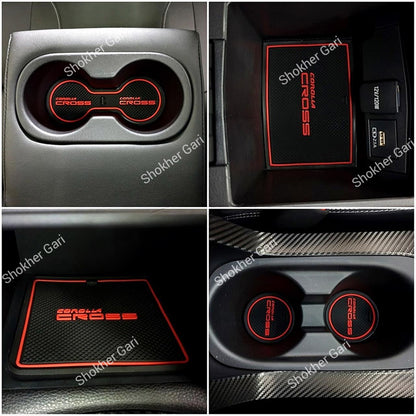 Car Toyota Corolla Cross 2020–2025 Interior Slot Pads – Waterproof anti-Slip Rubber Mat 12PCS set