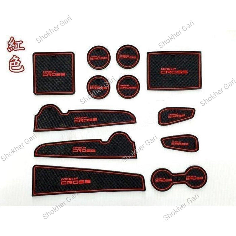 Car Toyota Corolla Cross 2020–2025 Interior Slot Pads – Waterproof anti-Slip Rubber Mat 12PCS set