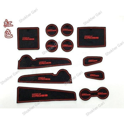 Car Toyota Corolla Cross 2020–2025 Interior Slot Pads – Waterproof anti-Slip Rubber Mat 12PCS set