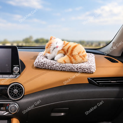 Car Dashboard And Office Sleeping Cat Plush Toy With Press Simulation Sound