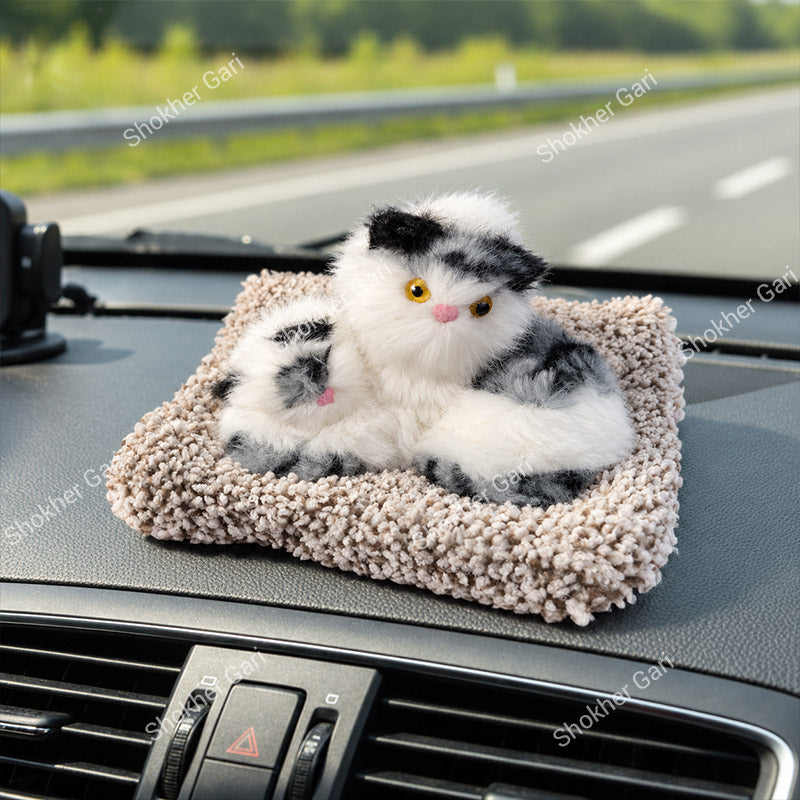 Car Dashboard And Office Sleeping Cat Plush Toy With Press Simulation Sound