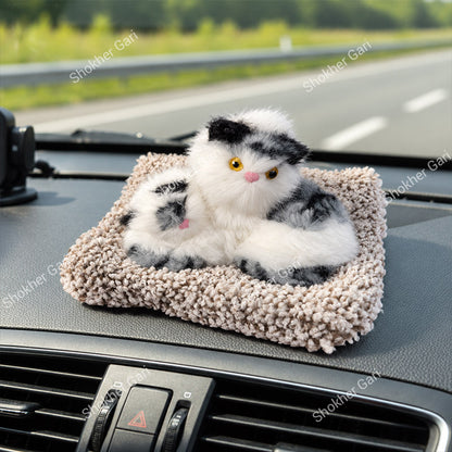 Car Dashboard And Office Sleeping Cat Plush Toy With Press Simulation Sound