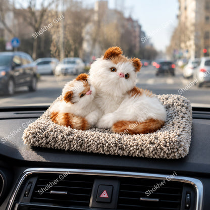 Car Dashboard And Office Sleeping Cat Plush Toy With Press Simulation Sound