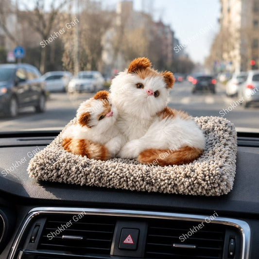 Car Dashboard And Office Sleeping Cat Plush Toy With Press Simulation Sound
