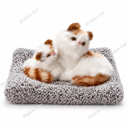 Car Dashboard And Office Sleeping Cat Plush Toy With Press Simulation Sound