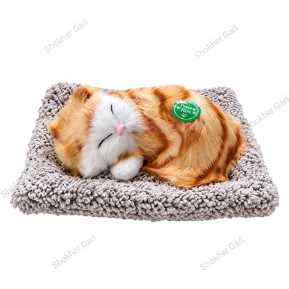 Car Dashboard And Office Sleeping Cat Plush Toy With Press Simulation Sound