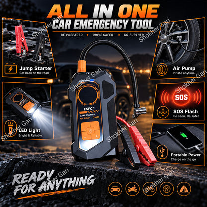 Car Jump Starter with Air Compressor, 10-in-1 Portable, 150PSI Tire Inflator.