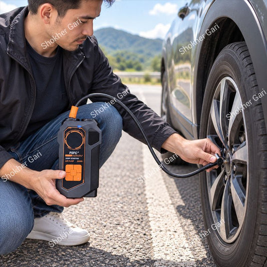 Car Jump Starter with Air Compressor, 10-in-1 Portable, 150PSI Tire Inflator.