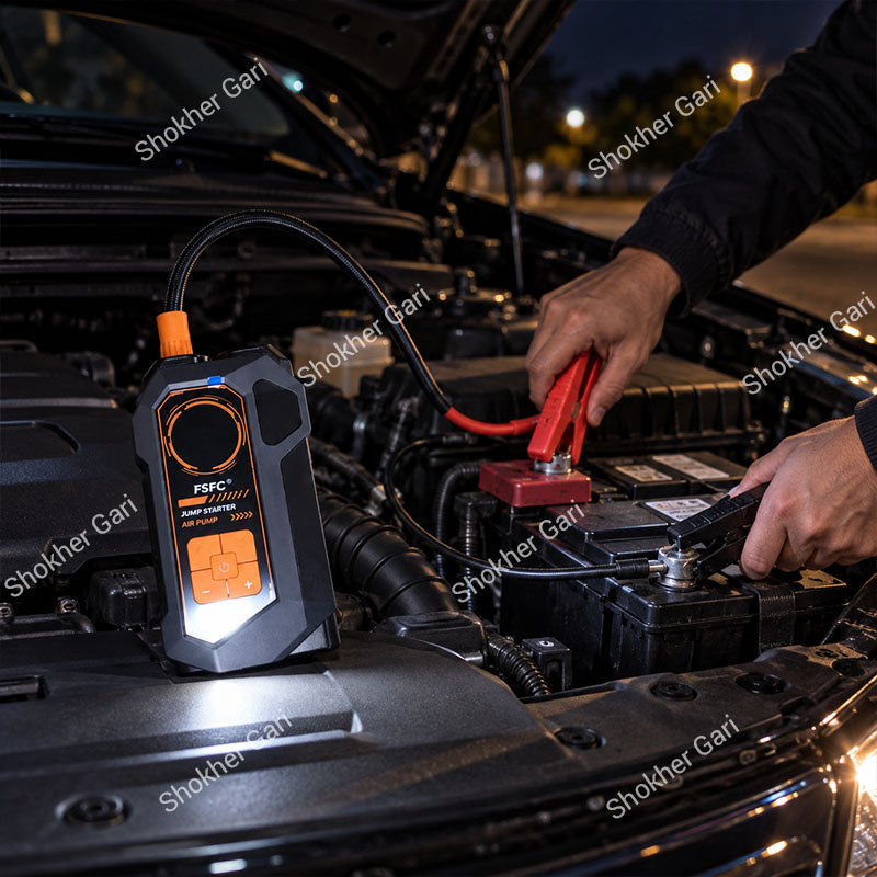 Car Jump Starter with Air Compressor, 10-in-1 Portable, 150PSI Tire Inflator.